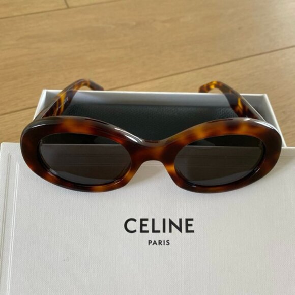 Celine Brown Triomphe Oval Sunglasses - Picture 1 of 6